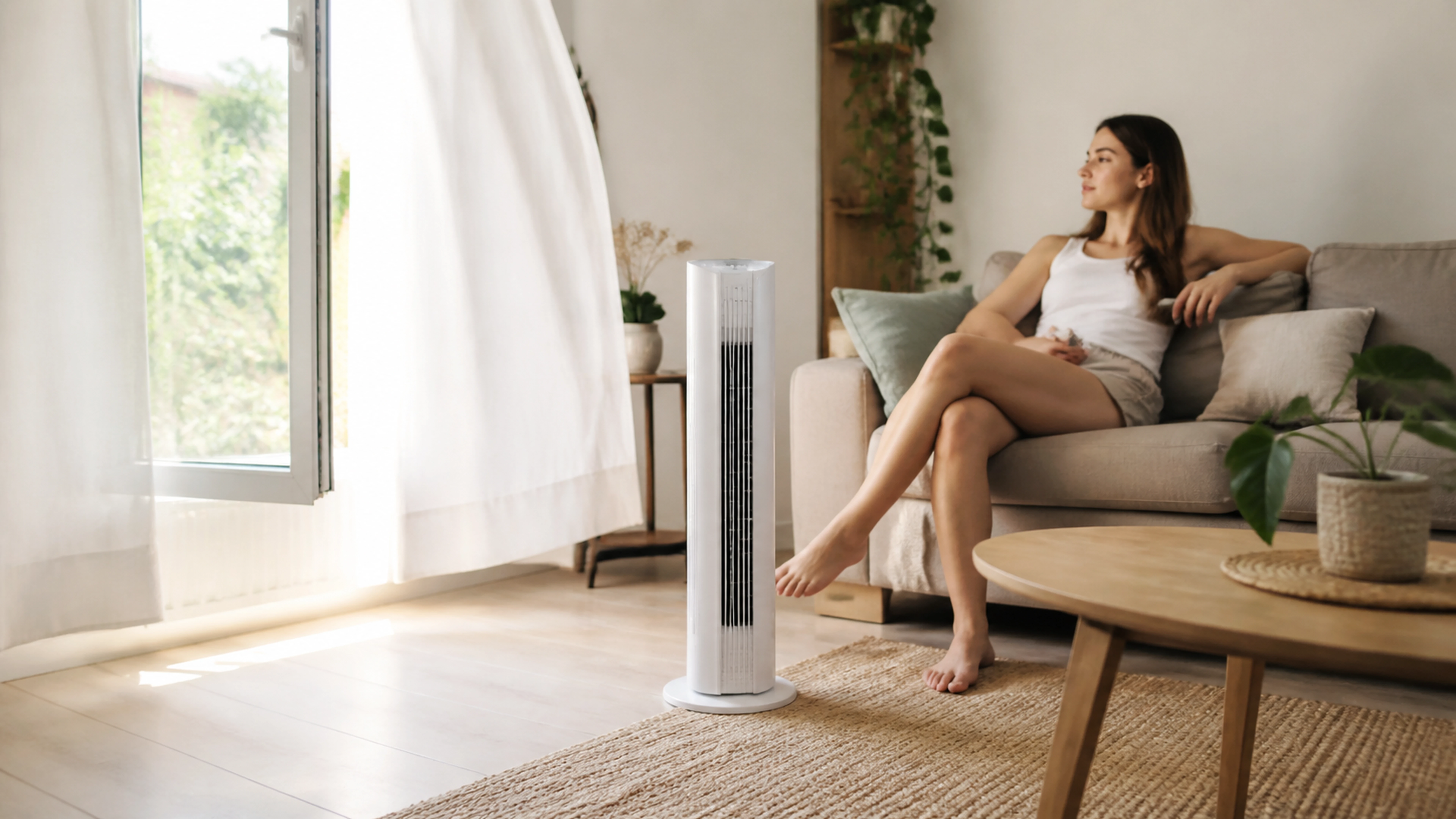 Illustration éditoriale pour l’article « Réussir votre achat ventilateur colonne pour rester au frais »