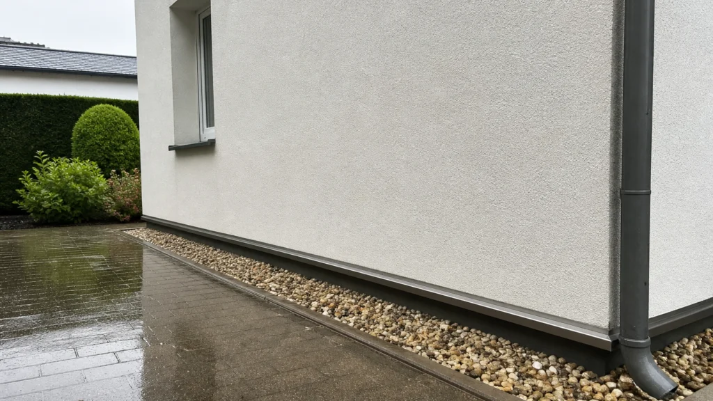 Illustration éditoriale pour l’article « Protection de l'enduit contre les éclaboussures de pluie »