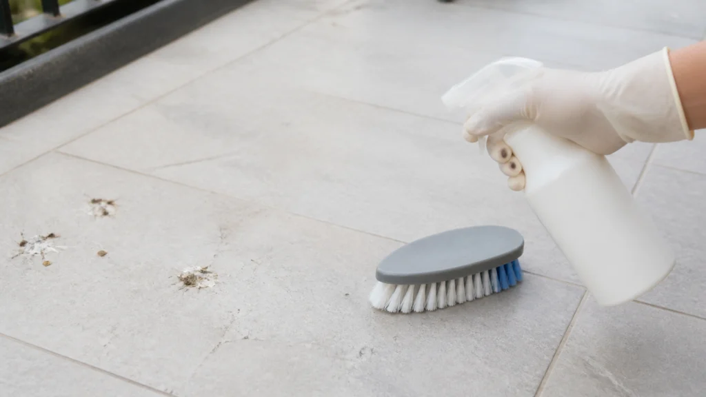 Illustration éditoriale pour l’article « Quel nettoyant fiente pigeon choisir pour vos surfaces »