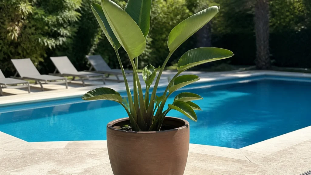Illustration éditoriale pour l’article « Quelle plante en pot choisir pour le bord de la piscine »