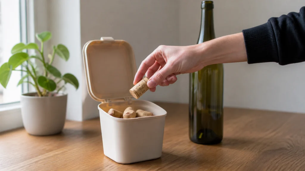 Illustration éditoriale pour l’article « Pourquoi et comment trier votre bouchon en liège recyclable »